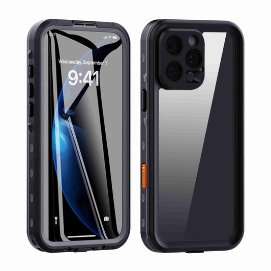 For iPhone 16 Pro RedPepper Transparent Dot IP68 Waterproof Triple-proof Phone Case(Black Dark Grey) - iPhone 16 Pro Cases by RedPepper | Online Shopping UK | buy2fix