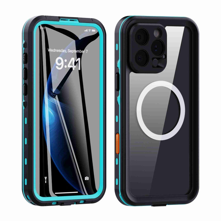 For iPhone 16 Pro RedPepper Transparent Dot IP68 Waterproof Triple-proof MagSafe Phone Case(Black Blue) - iPhone 16 Pro Cases by RedPepper | Online Shopping UK | buy2fix