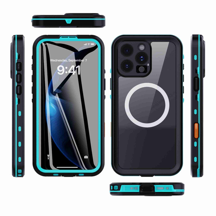 For iPhone 16 Pro RedPepper Transparent Dot IP68 Waterproof Triple-proof MagSafe Phone Case(Black Blue) - iPhone 16 Pro Cases by RedPepper | Online Shopping UK | buy2fix