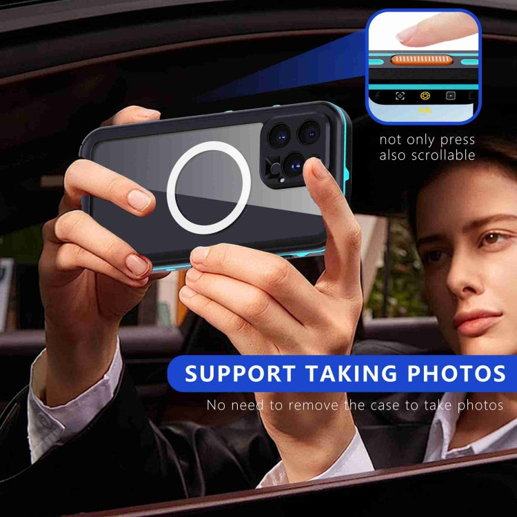 For iPhone 16 Pro RedPepper Transparent Dot IP68 Waterproof Triple-proof MagSafe Phone Case(Black Blue) - iPhone 16 Pro Cases by RedPepper | Online Shopping UK | buy2fix