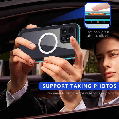 For iPhone 16 Pro RedPepper Transparent Dot IP68 Waterproof Triple-proof MagSafe Phone Case(Black Blue) - iPhone 16 Pro Cases by RedPepper | Online Shopping UK | buy2fix