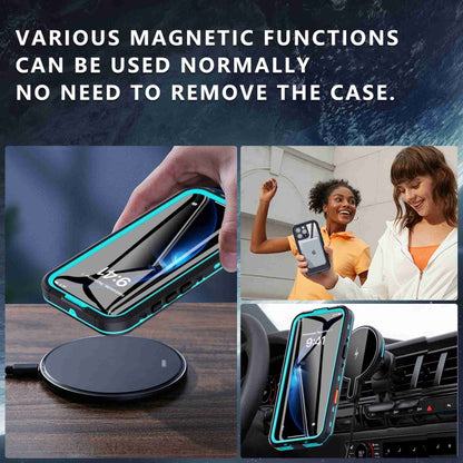 For iPhone 16 Pro RedPepper Transparent Dot IP68 Waterproof Triple-proof MagSafe Phone Case(Black Blue) - iPhone 16 Pro Cases by RedPepper | Online Shopping UK | buy2fix