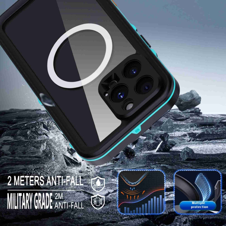 For iPhone 16 Pro RedPepper Transparent Dot IP68 Waterproof Triple-proof MagSafe Phone Case(Black Blue) - iPhone 16 Pro Cases by RedPepper | Online Shopping UK | buy2fix