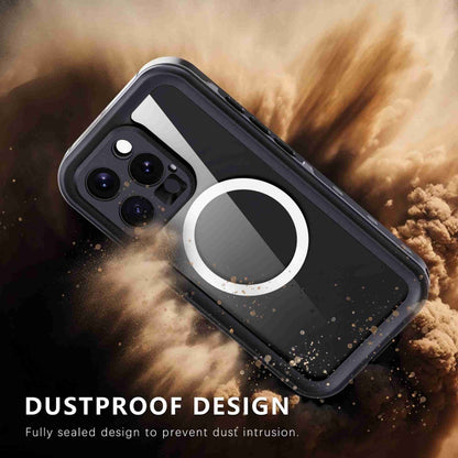For iPhone 16 Pro RedPepper Transparent Dot IP68 Waterproof Triple-proof MagSafe Phone Case(Black Dark Grey) - iPhone 16 Pro Cases by RedPepper | Online Shopping UK | buy2fix