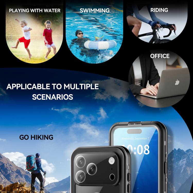 For iPhone 17 Pro Max RedPepper Transparent Dot IP68 Waterproof Triple-proof MagSafe Phone Case(Black Dark Grey) - iPhone 17 Pro Max Cases by RedPepper | Online Shopping UK | buy2fix