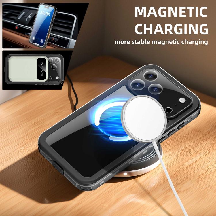 For iPhone 17 Pro Max RedPepper Transparent Dot IP68 Waterproof Triple-proof MagSafe Phone Case(Black Dark Grey) - iPhone 17 Pro Max Cases by RedPepper | Online Shopping UK | buy2fix