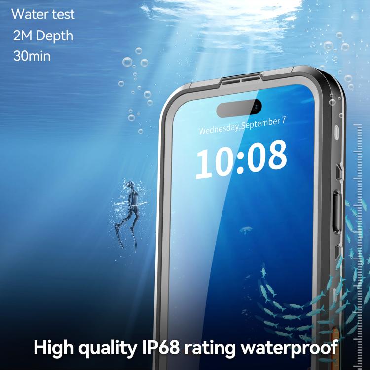 For iPhone 17 Pro Max RedPepper Transparent Dot IP68 Waterproof Triple-proof MagSafe Phone Case(Black Dark Grey) - iPhone 17 Pro Max Cases by RedPepper | Online Shopping UK | buy2fix