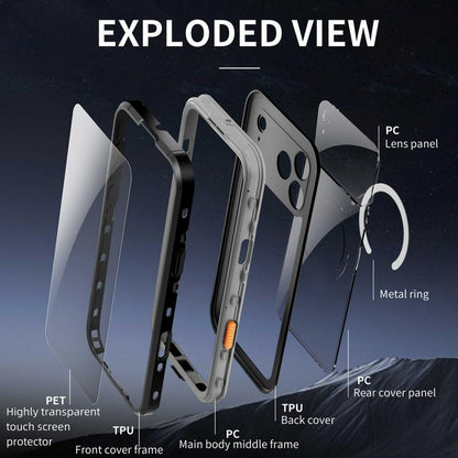 For iPhone 17 Pro RedPepper Transparent Dot IP68 Waterproof Triple-proof MagSafe Phone Case(Black Dark Grey) - iPhone 17 Pro Cases by RedPepper | Online Shopping UK | buy2fix