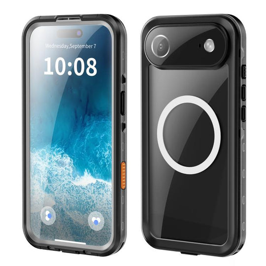 For iPhone Air RedPepper Transparent Dot IP68 Waterproof Triple-proof MagSafe Phone Case(Black Dark Grey)