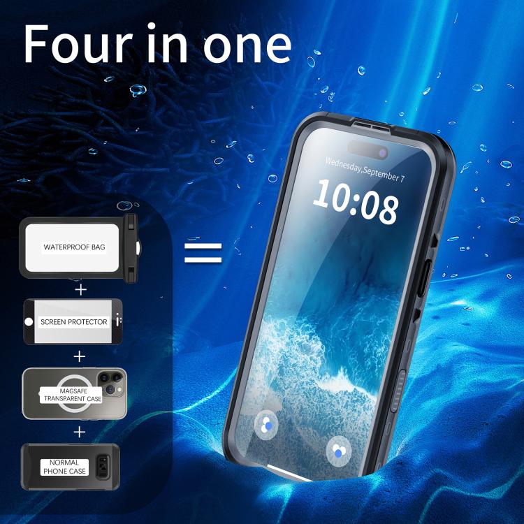 For iPhone 17 Air RedPepper Transparent Dot IP68 Waterproof Triple-proof MagSafe Phone Case(Black Dark Grey) - iPhone 17 Air Cases by RedPepper | Online Shopping UK | buy2fix