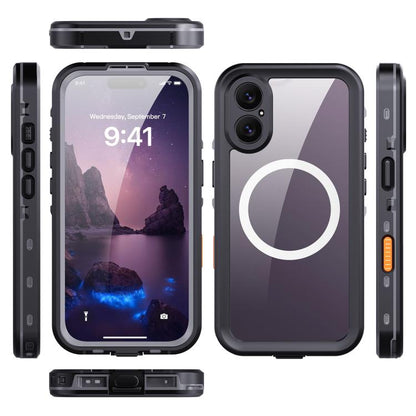 For iPhone 17 RedPepper Transparent Dot IP68 Waterproof Triple-proof MagSafe Phone Case(Black Dark Grey) - iPhone 17 Cases by RedPepper | Online Shopping UK | buy2fix