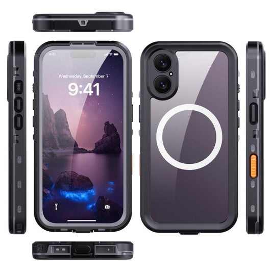 For iPhone 17 RedPepper Transparent Dot IP68 Waterproof Triple-proof MagSafe Phone Case(Black Dark Grey) - iPhone 17 Cases by RedPepper | Online Shopping UK | buy2fix
