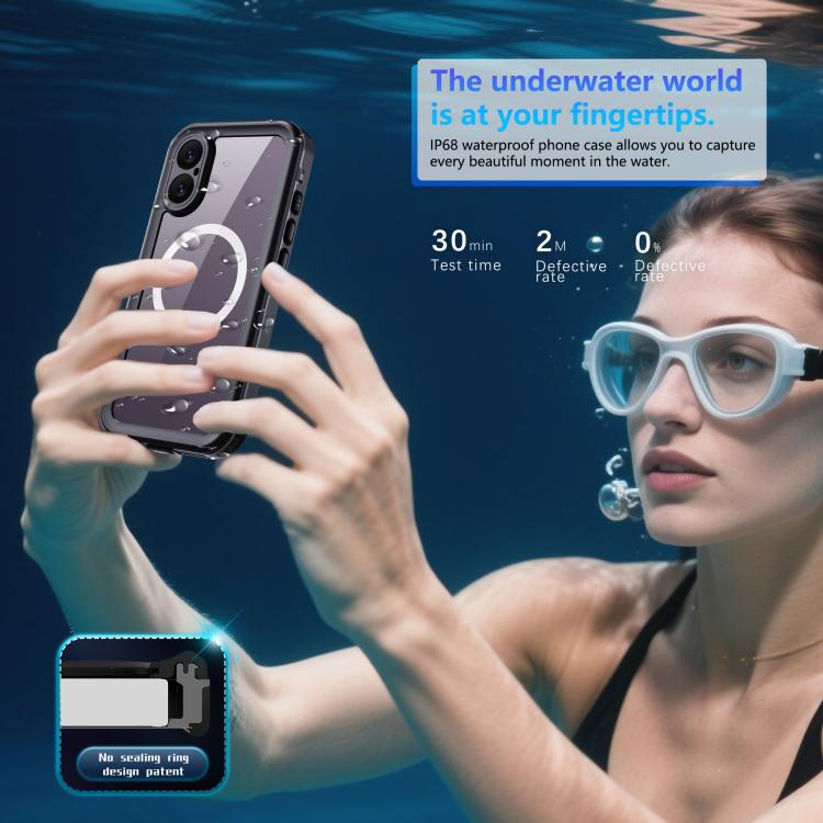 For iPhone 17 RedPepper Transparent Dot IP68 Waterproof Triple-proof MagSafe Phone Case(Black Dark Grey) - iPhone 17 Cases by RedPepper | Online Shopping UK | buy2fix