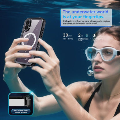 For iPhone 17 RedPepper Transparent Dot IP68 Waterproof Triple-proof MagSafe Phone Case(Black Dark Grey) - iPhone 17 Cases by RedPepper | Online Shopping UK | buy2fix