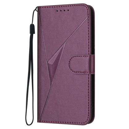 For Samsung Galaxy S25 5G Triangle Pattern Buckle Clasp Leather Phone Case(Dark Purple) by buy2fix