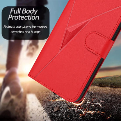 For Samsung Galaxy S25 5G Triangle Pattern Buckle Clasp Leather Phone Case(Red) by buy2fix