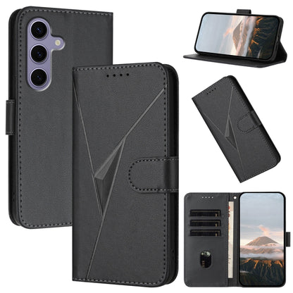 For Samsung Galaxy S25 5G Triangle Pattern Buckle Clasp Leather Phone Case(Black) by buy2fix