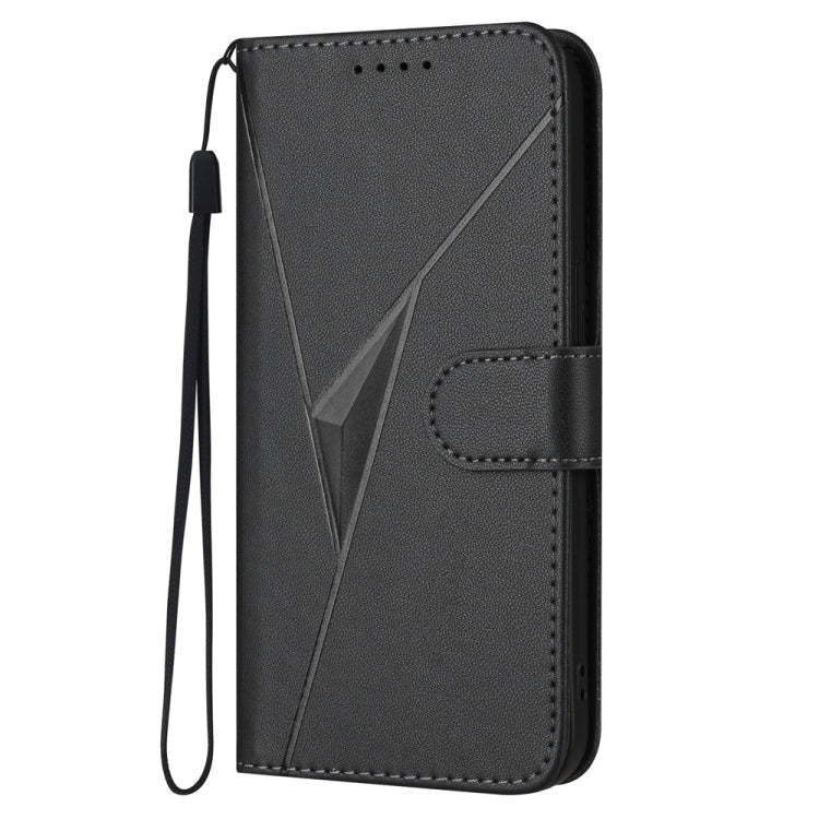 For Samsung Galaxy S25 5G Triangle Pattern Buckle Clasp Leather Phone Case(Black) by buy2fix