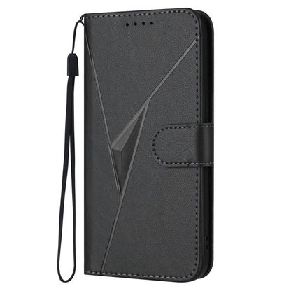 For Samsung Galaxy S25 5G Triangle Pattern Buckle Clasp Leather Phone Case(Black) by buy2fix