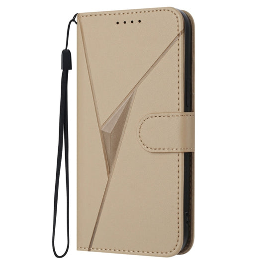 For Samsung Galaxy S25 5G Triangle Pattern Buckle Clasp Leather Phone Case(Gold) by buy2fix
