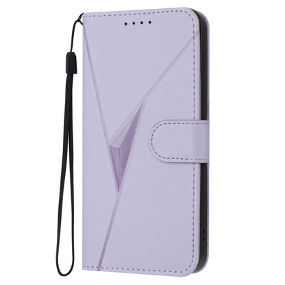 For Samsung Galaxy S25 5G Triangle Pattern Buckle Clasp Leather Phone Case(Light Purple) by buy2fix