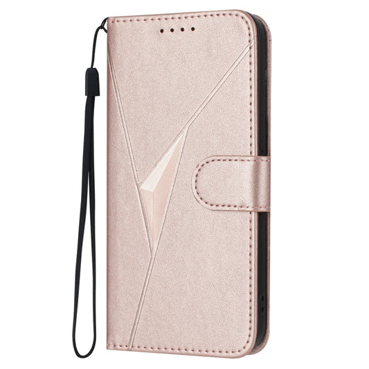 For Samsung Galaxy S25+ 5G Triangle Pattern Buckle Clasp Leather Phone Case(Rose Gold) by buy2fix