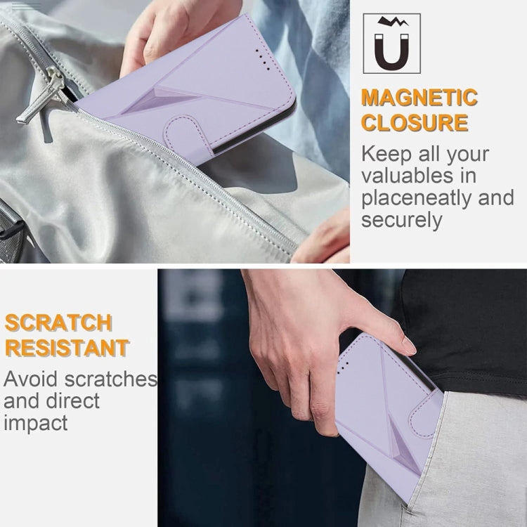For Samsung Galaxy S25+ 5G Triangle Pattern Buckle Clasp Leather Phone Case(Light Purple) by buy2fix