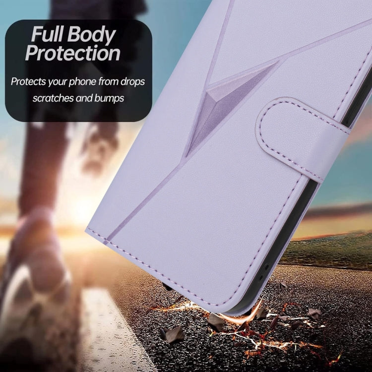 For Samsung Galaxy S25+ 5G Triangle Pattern Buckle Clasp Leather Phone Case(Light Purple) by buy2fix