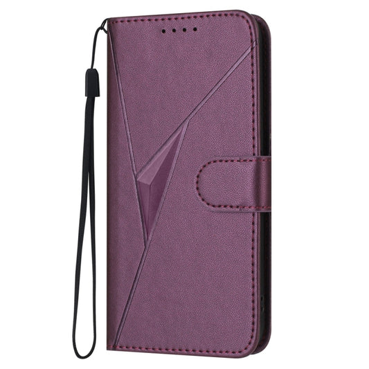 For Samsung Galaxy S25 Ultra 5G Triangle Pattern Buckle Clasp Leather Phone Case(Dark Purple) by buy2fix