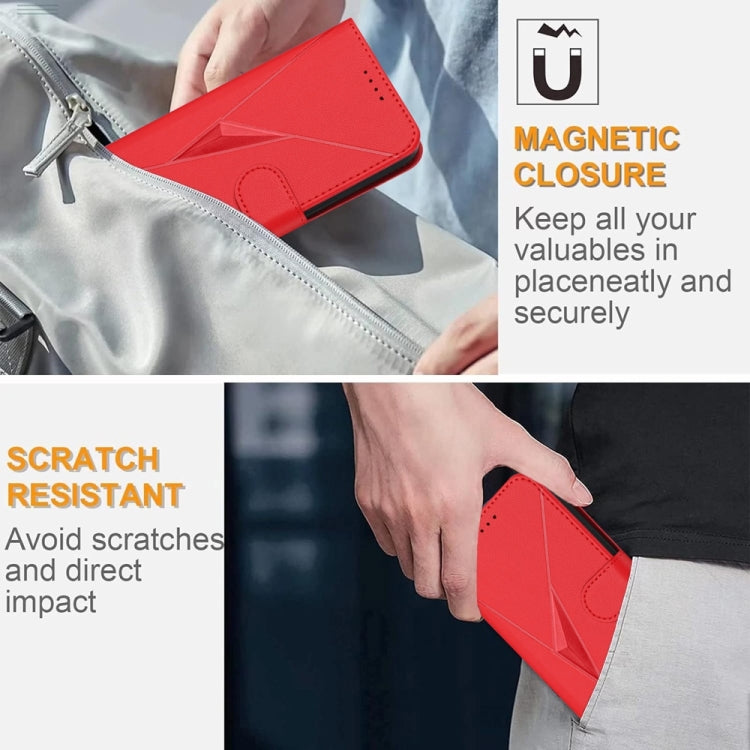 For Samsung Galaxy S25 Ultra 5G Triangle Pattern Buckle Clasp Leather Phone Case(Red) by buy2fix