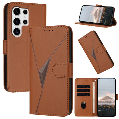 For Samsung Galaxy S25 Ultra 5G Triangle Pattern Buckle Clasp Leather Phone Case(Brown) by buy2fix