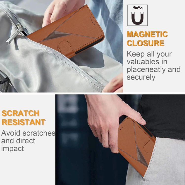 For Samsung Galaxy S25 Ultra 5G Triangle Pattern Buckle Clasp Leather Phone Case(Brown) by buy2fix