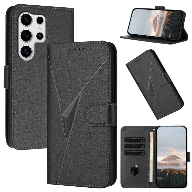 For Samsung Galaxy S25 Ultra 5G Triangle Pattern Buckle Clasp Leather Phone Case(Black) by buy2fix