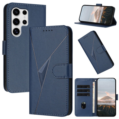 For Samsung Galaxy S25 Ultra 5G Triangle Pattern Buckle Clasp Leather Phone Case(Royal Blue) by buy2fix