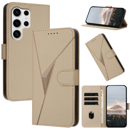 For Samsung Galaxy S25 Ultra 5G Triangle Pattern Buckle Clasp Leather Phone Case(Gold) by buy2fix