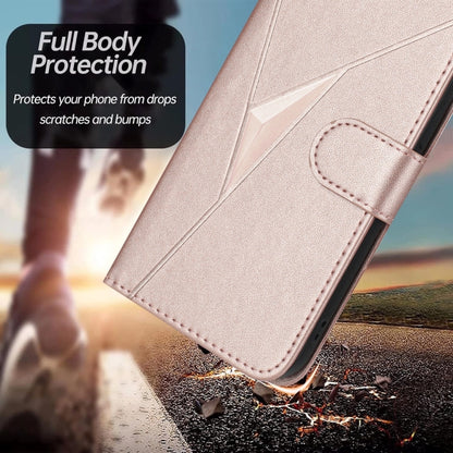 For Samsung Galaxy S25 Ultra 5G Triangle Pattern Buckle Clasp Leather Phone Case(Rose Gold) by buy2fix