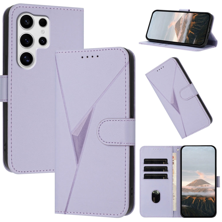 For Samsung Galaxy S25 Ultra 5G Triangle Pattern Buckle Clasp Leather Phone Case(Light Purple) by buy2fix