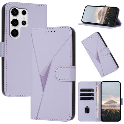 For Samsung Galaxy S25 Ultra 5G Triangle Pattern Buckle Clasp Leather Phone Case(Light Purple) by buy2fix