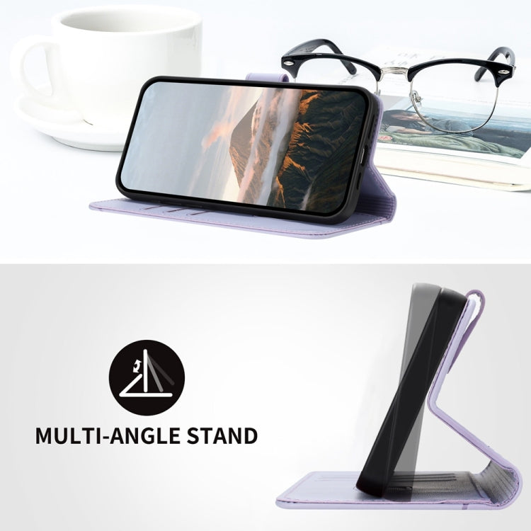 For Samsung Galaxy S25 Ultra 5G Triangle Pattern Buckle Clasp Leather Phone Case(Light Purple) by buy2fix