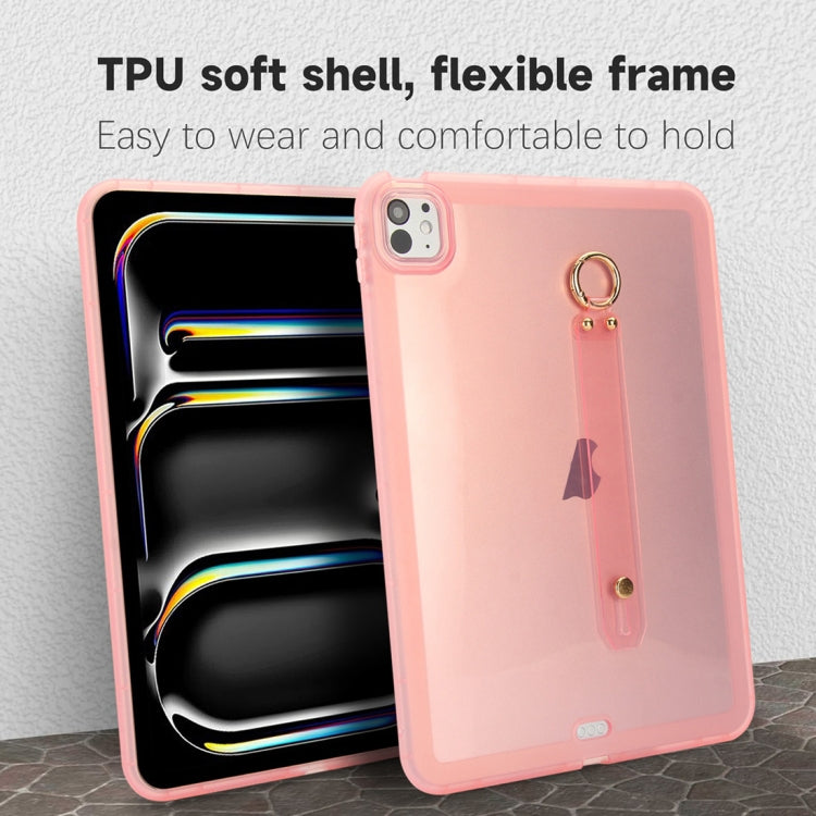For iPad Air 13 2024 / Air 13 2025 Wristband Holder PC Hybrid TPU Soft Tablet Case(Pink) - iPad Air 13 2025 / 2024 Cases by buy2fix | Online Shopping UK | buy2fix