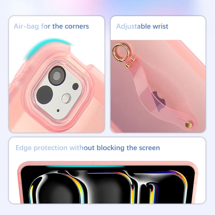 For iPad Air 13 2024 / Air 13 2025 Wristband Holder PC Hybrid TPU Soft Tablet Case(Pink) - iPad Air 13 2025 / 2024 Cases by buy2fix | Online Shopping UK | buy2fix