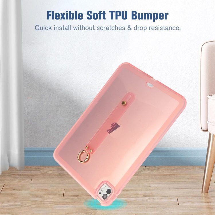 For iPad Air 13 2024 / Air 13 2025 Wristband Holder PC Hybrid TPU Soft Tablet Case(Pink) - iPad Air 13 2025 / 2024 Cases by buy2fix | Online Shopping UK | buy2fix