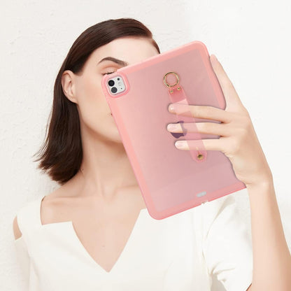 For iPad Air 13 2024 / Air 13 2025 Wristband Holder PC Hybrid TPU Soft Tablet Case(Pink) - iPad Air 13 2025 / 2024 Cases by buy2fix | Online Shopping UK | buy2fix