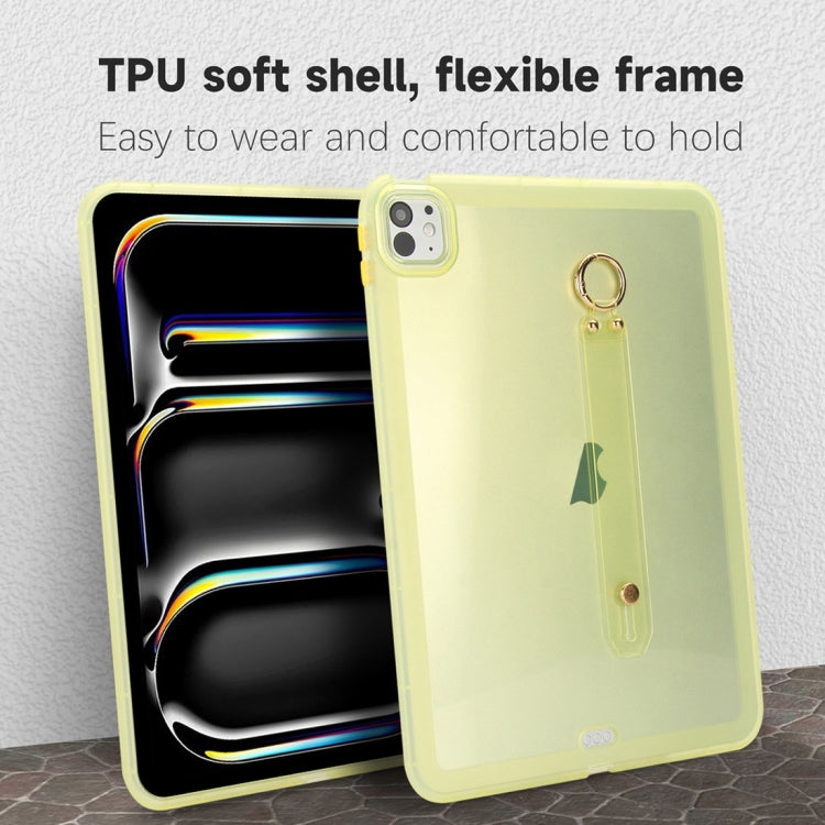 For iPad Air 13 2024 / Air 13 2025 Wristband Holder PC Hybrid TPU Soft Tablet Case(Yellow) - iPad Air 13 2025 / 2024 Cases by buy2fix | Online Shopping UK | buy2fix