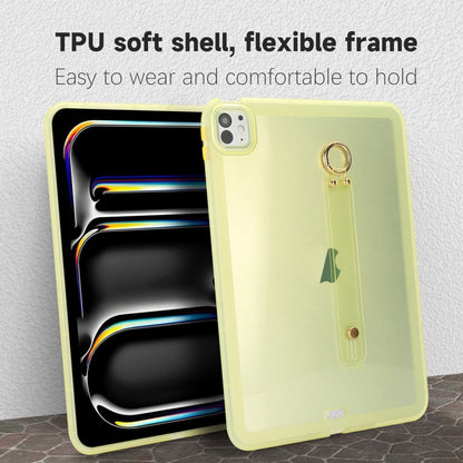 For iPad Air 13 2024 / Air 13 2025 Wristband Holder PC Hybrid TPU Soft Tablet Case(Yellow) - iPad Air 13 2025 / 2024 Cases by buy2fix | Online Shopping UK | buy2fix