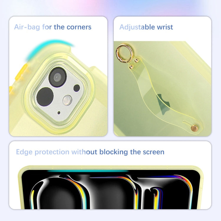 For iPad Air 13 2024 / Air 13 2025 Wristband Holder PC Hybrid TPU Soft Tablet Case(Yellow) - iPad Air 13 2025 / 2024 Cases by buy2fix | Online Shopping UK | buy2fix