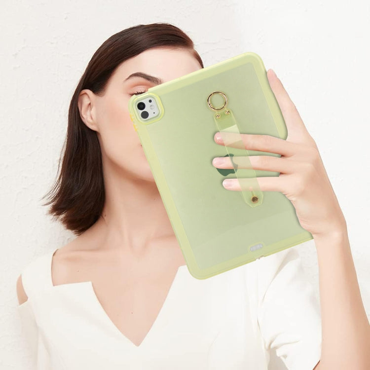 For iPad Air 13 2024 / Air 13 2025 Wristband Holder PC Hybrid TPU Soft Tablet Case(Yellow) - iPad Air 13 2025 / 2024 Cases by buy2fix | Online Shopping UK | buy2fix