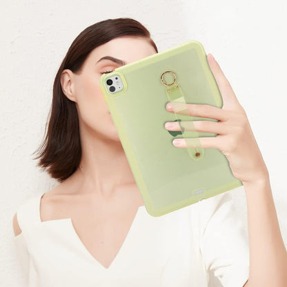 For iPad Air 13 2024 / Air 13 2025 Wristband Holder PC Hybrid TPU Soft Tablet Case(Yellow) - iPad Air 13 2025 / 2024 Cases by buy2fix | Online Shopping UK | buy2fix