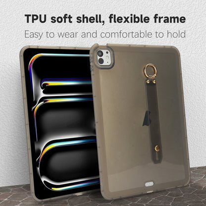 For iPad Air 13 2024 / Air 13 2025 Wristband Holder PC Hybrid TPU Soft Tablet Case(Black) - iPad Air 13 2025 / 2024 Cases by buy2fix | Online Shopping UK | buy2fix