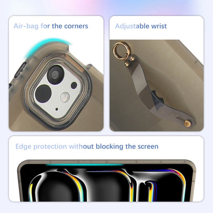 For iPad Air 13 2024 / Air 13 2025 Wristband Holder PC Hybrid TPU Soft Tablet Case(Black) - iPad Air 13 2025 / 2024 Cases by buy2fix | Online Shopping UK | buy2fix